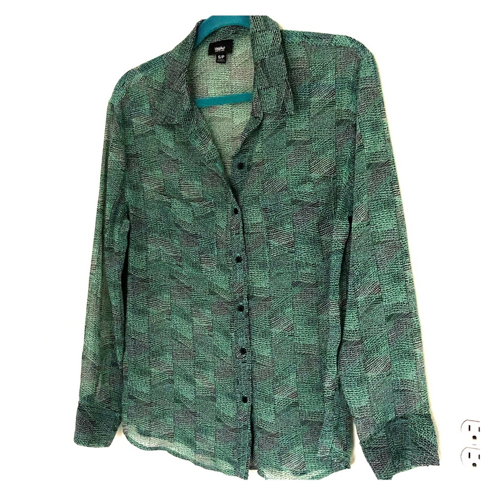 Semi Sheer Button Up Blouse
